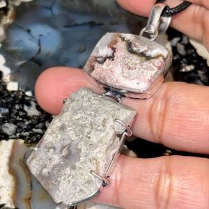 “The Laughter Stone” Laguna Crazy Lace Agate Pendant 2 7/8”